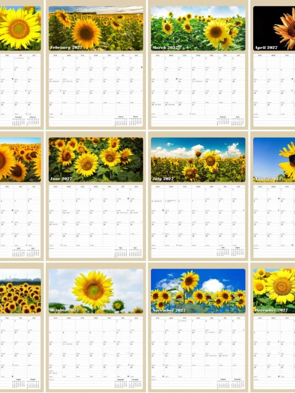 2027 Calendar Magnetic Peel & Stick 12 Months 8.5